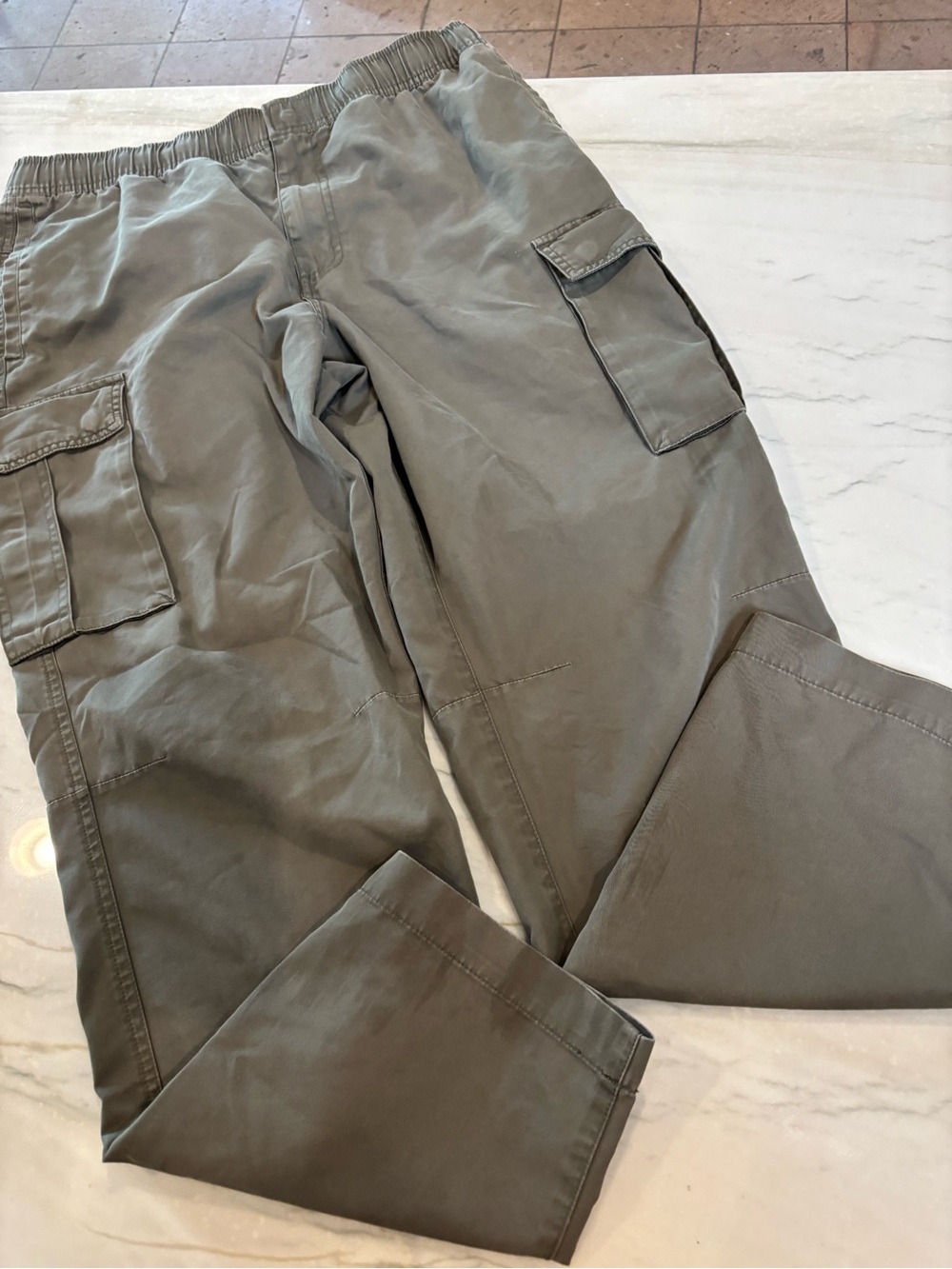 CSB women’s Cargo Pants in Olive Green - Elastic Waist Utility Trousers